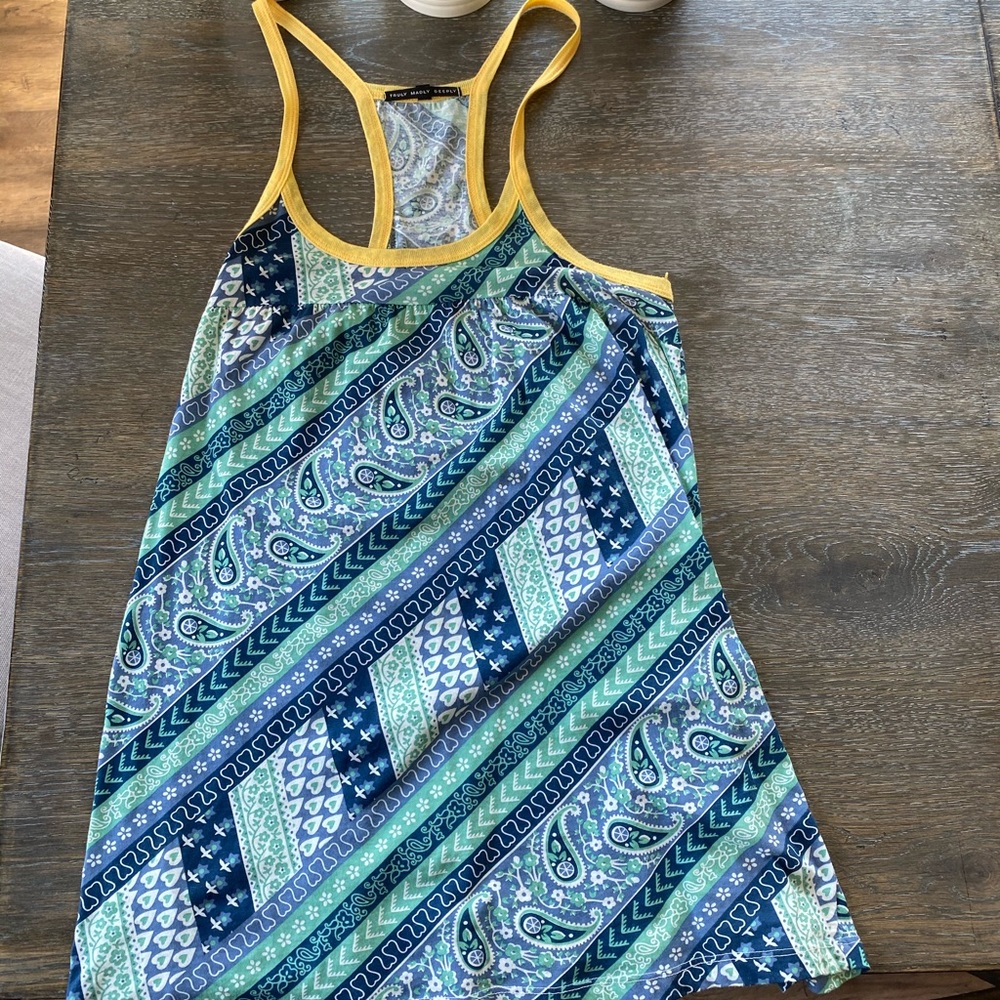 2/$30 Truly madly deeply UO paisley long tank top medium
